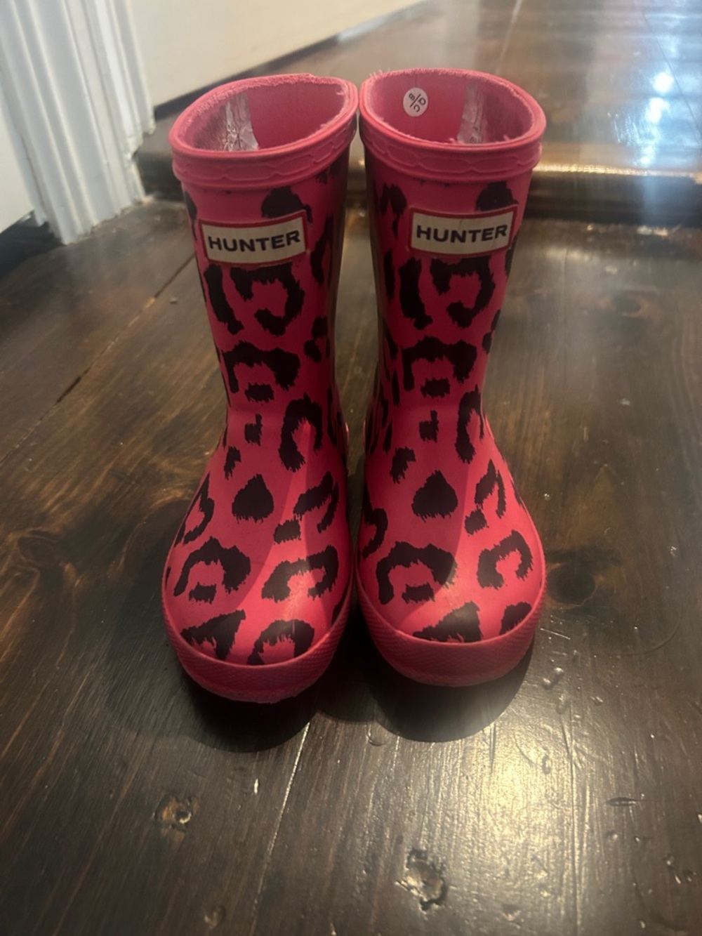 Hunter Kids Pink and Black Leopard Rain Boots